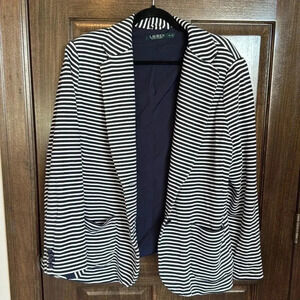 Lauren Ralph Lauren Black and White Striped Blazer